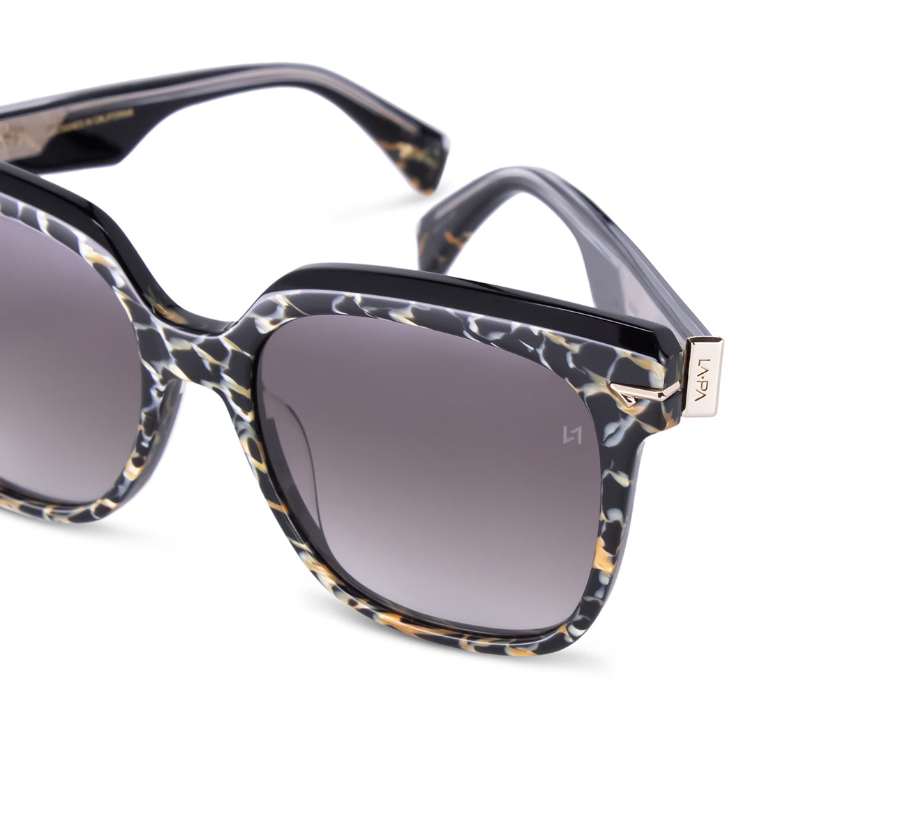 Animal Print Square Acetate Sunglass Hinge Detail