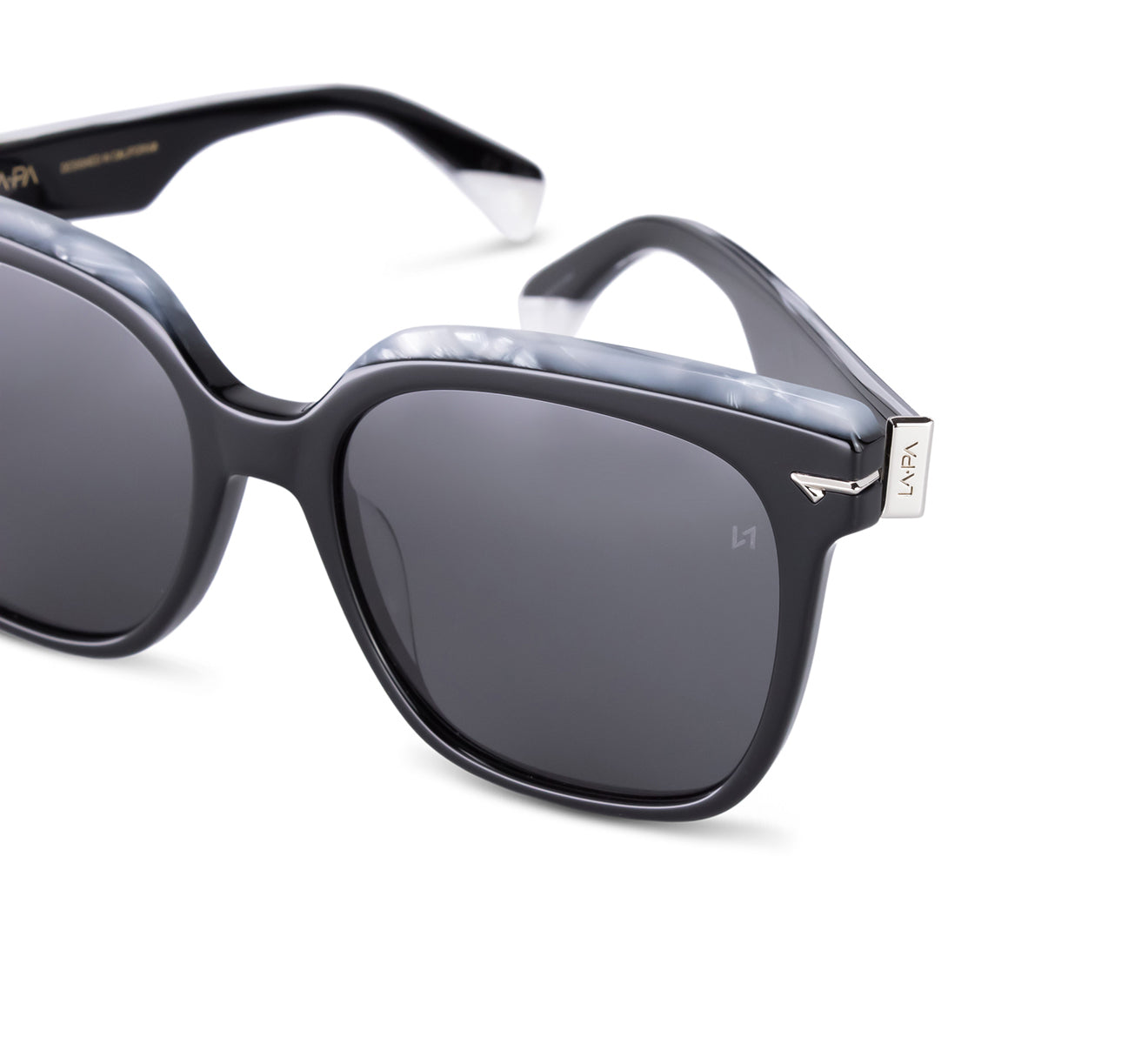 Black Square Sunglass with Mother of Pearl Accent