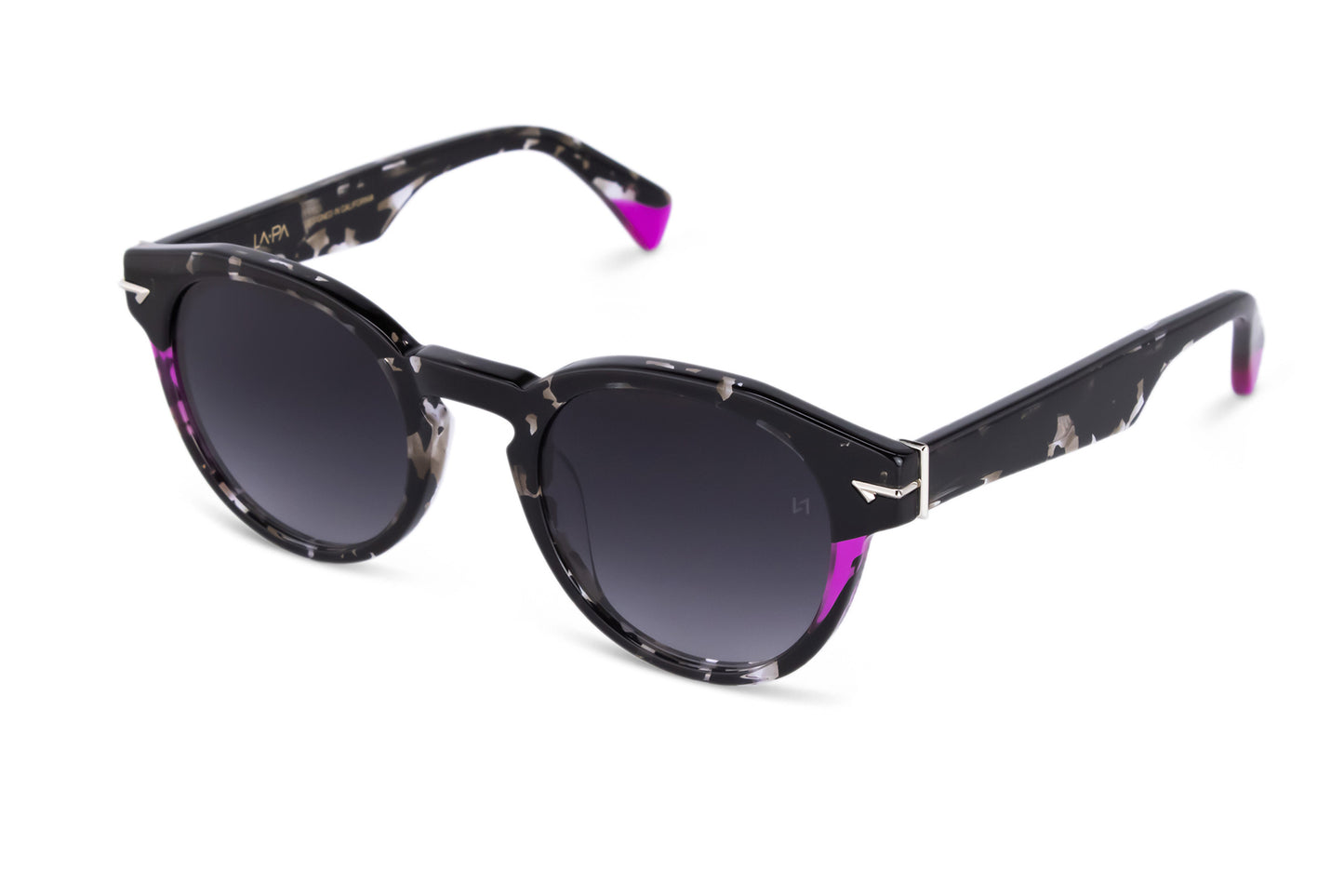 Stylish Black Havana Round Sunglass with Pink Details