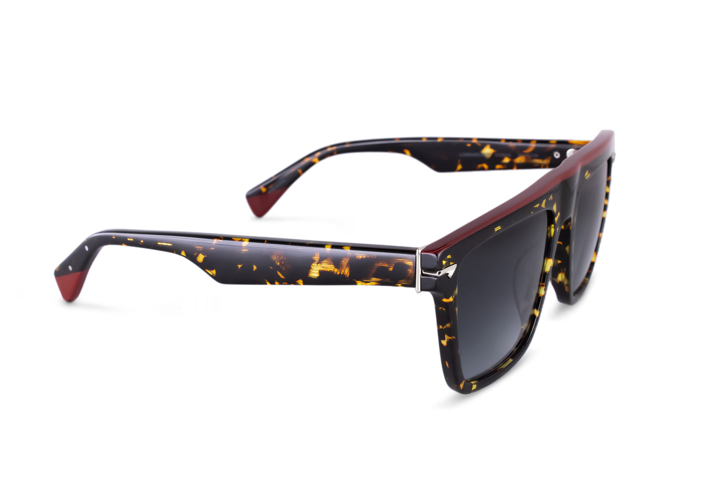 Unisex Sunglass in Havana with Burgundy Stripe
