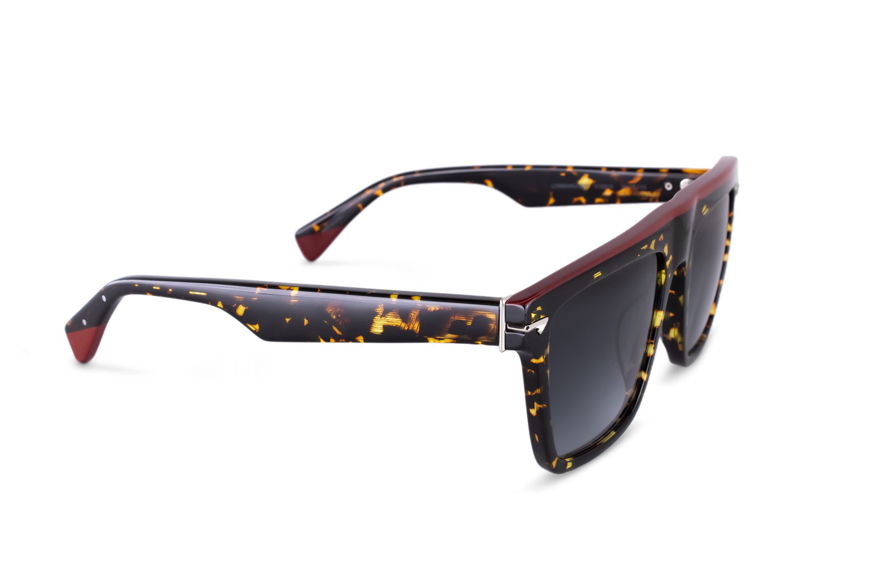 Unisex Sunglass in Havana with Burgundy Stripe
