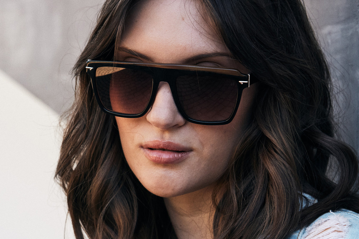 Woman wearing Unisex Square Shades
