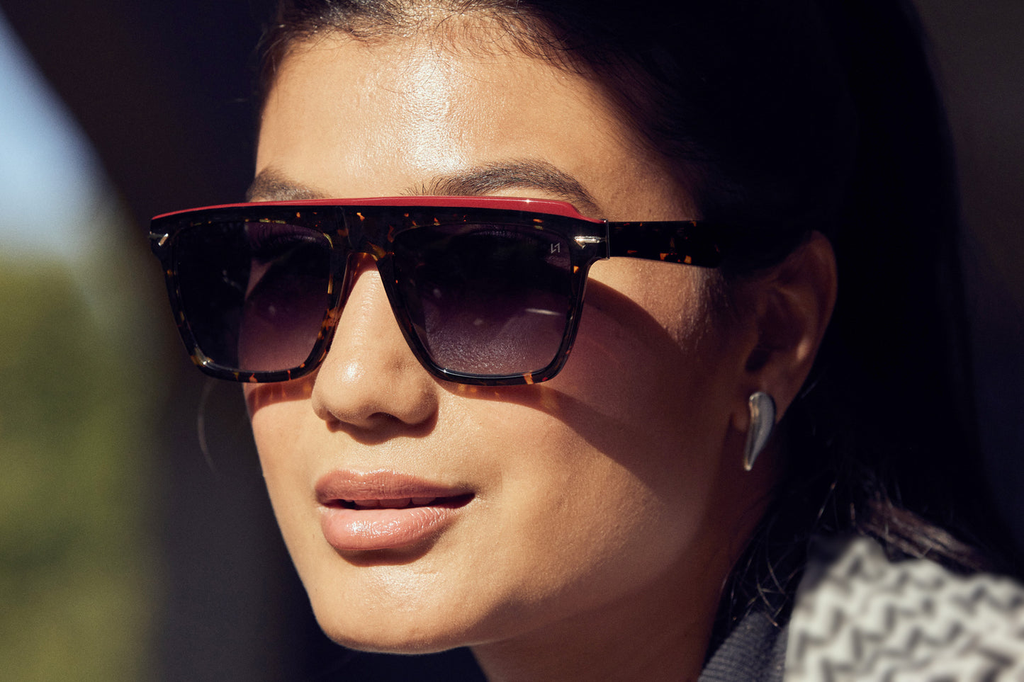 Fashionable Woman wearing Havana Acetate Sunglass