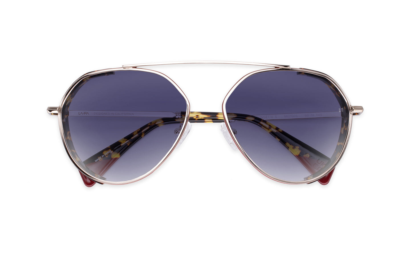 Gold Pilot Sunglass with Blue Gradient UV Protection Lenses