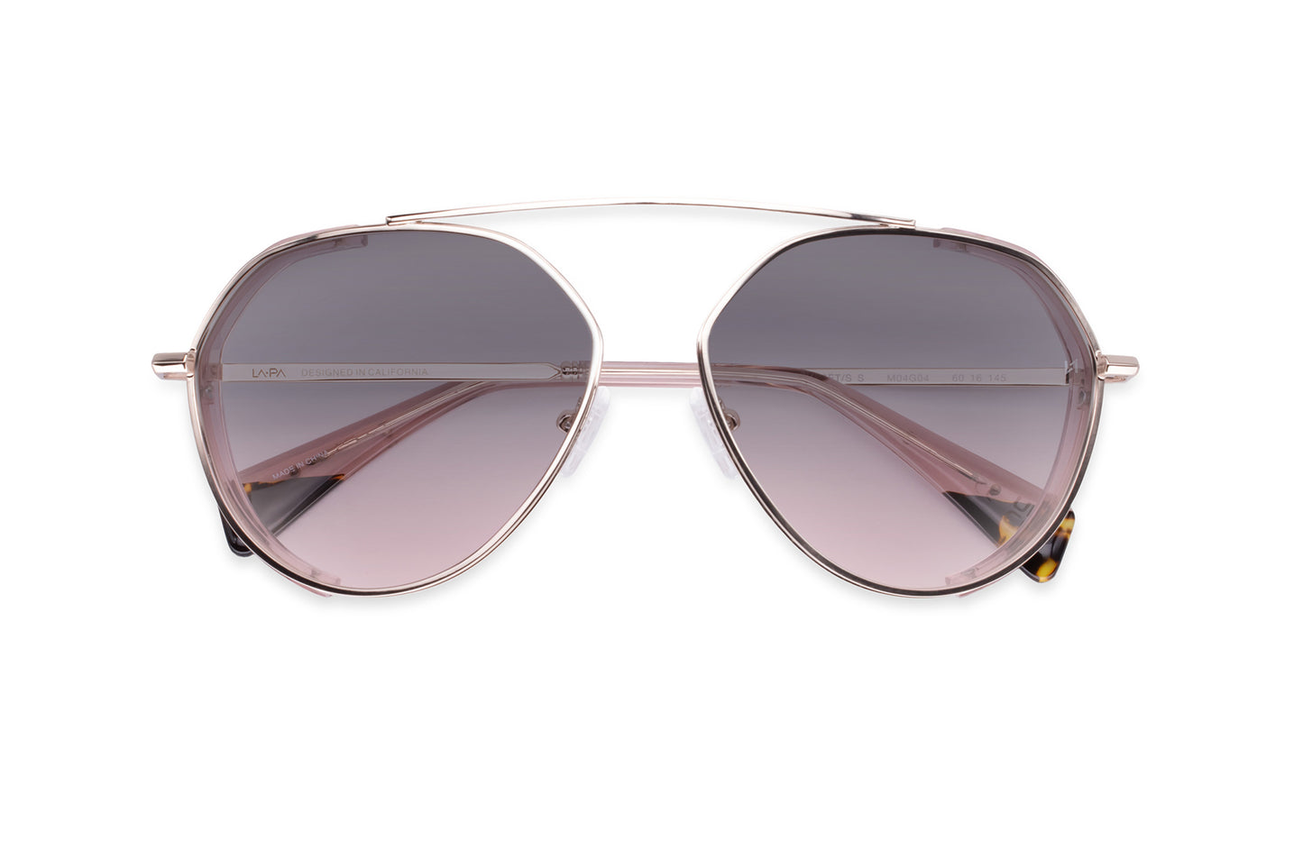 Women's Pilot Sunglass with Grey to Blush Gradient Lens