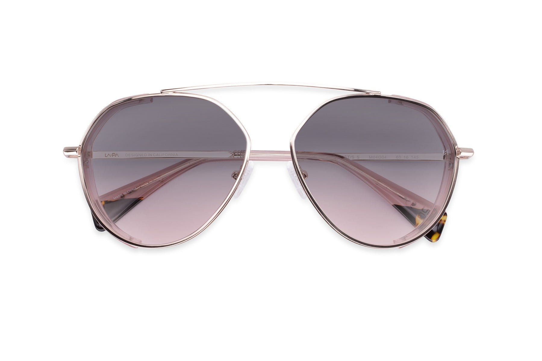 Women's Pilot Sunglass with Grey to Blush Gradient Lens