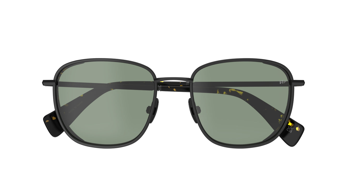 Navigator sunglasses with a gunmetal frame and green-tinted polarized lenses, shown against a plain white background.