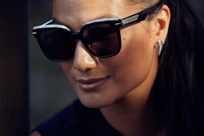 Women's Black Square Sunglass