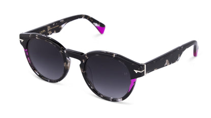 Stylish Black Havana Round Sunglass with Pink Details