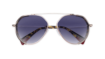 Gold Pilot Sunglass with Blue Gradient UV Protection Lenses